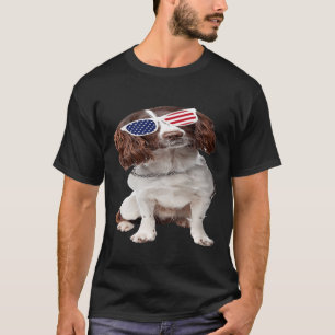 English Springer Spaniel Wearing Sunglasses 4th Of T-Shirt