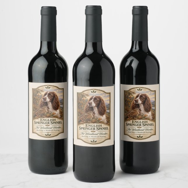 English Springer Spaniel  Wine Label (Bottles)