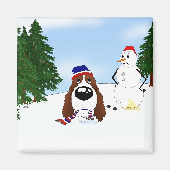 English Springer Spaniel Winter Scene Magnet (Front)