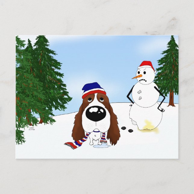 English Springer Spaniel Winter Scene Postcard (Front)