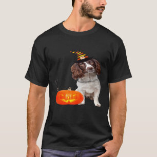 English Springer Spaniel Witch Hat Halloween Dog C T-Shirt