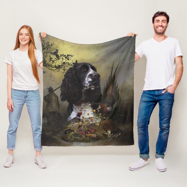 English Springer Spaniel with pheasant     Fleece Blanket (In Situ)