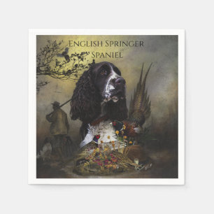 English Springer Spaniel with pheasant    Napkin