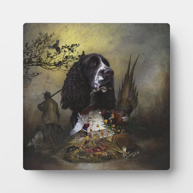 English Springer Spaniel with pheasant Plaque (Front)
