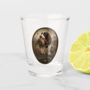 English Springer Spaniel with pheasant Shot Glass