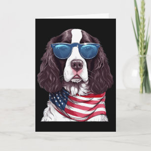 English Springer Spaniel With Usa Flag 4th Of July Card