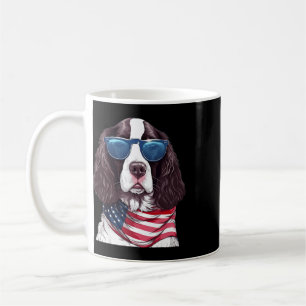 English Springer Spaniel With Usa Flag 4th Of July Coffee Mug