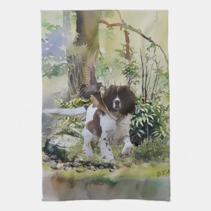 English Springer Spaniel with Woodcock Tea Towel