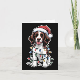 English Springer Spaniel Wrapped In Christmas Ligh Card