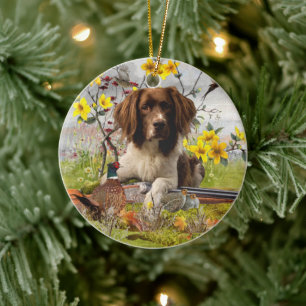 English Springer Spaniels ,Art Ceramic Ornament