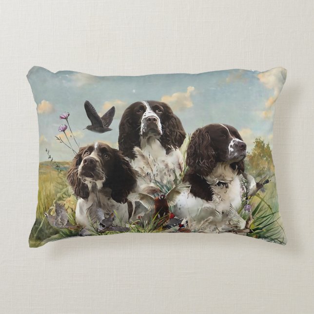 English Springer Spaniels ,Art Decorative Cushion (Front)