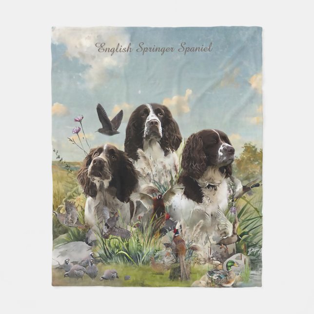 English Springer Spaniels ,Art Fleece Blanket (Front)