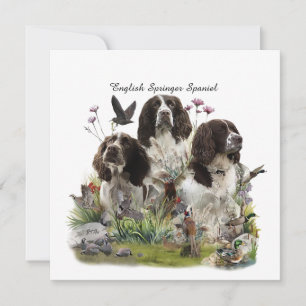 English Springer Spaniels ,Art Invitation