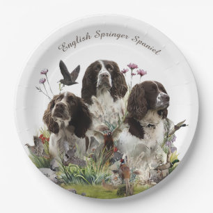 English Springer Spaniels ,Art Paper Plate