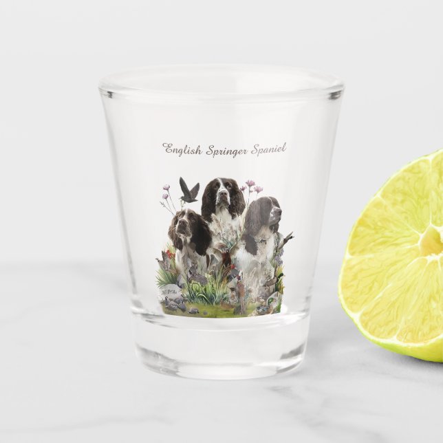 English Springer Spaniels ,Art Shot Glass (Front)