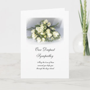 English: Sympathy white freesias & roses Card