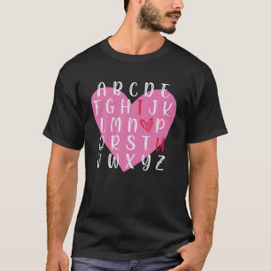 English Teacher Alphabet Heart Love You Funny Vale T-Shirt