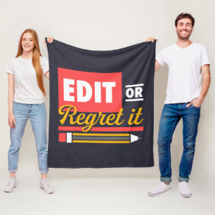 English Teacher Edit or Regret It Red White Fleece Blanket