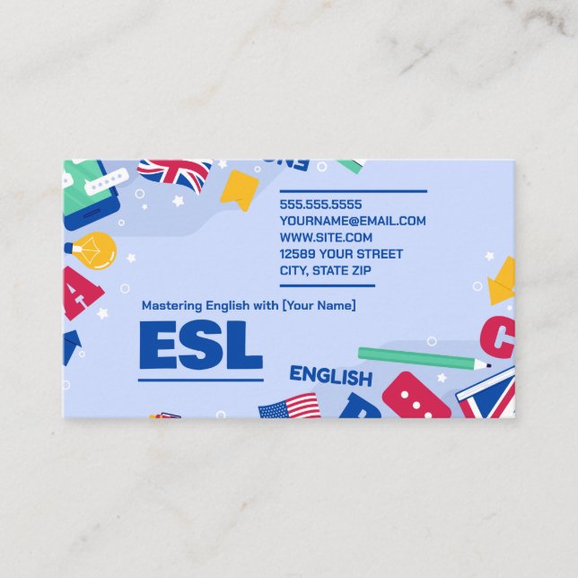 English Teacher ESL Calling Card (Front)