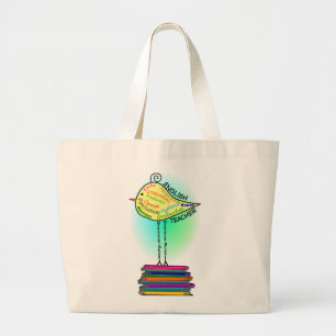 English Teacher "Grammar Bird" Gifts Large Tote Bag