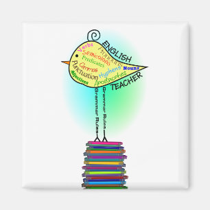 English Teacher "Grammar Bird" Gifts Magnet
