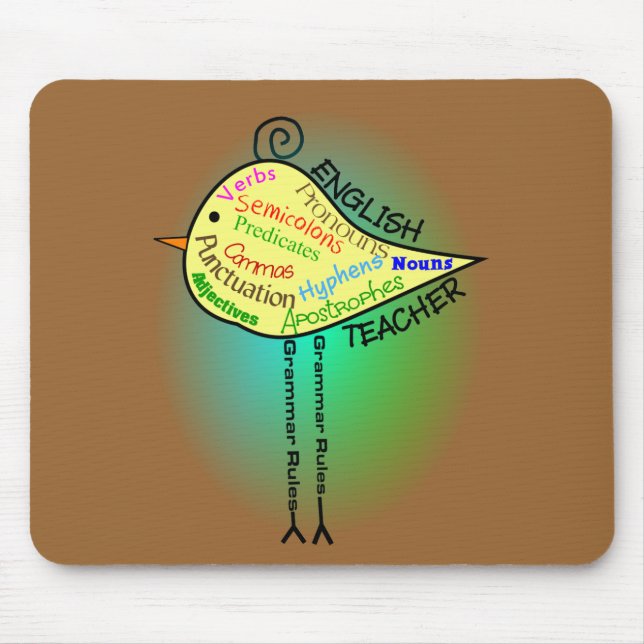 English Teacher "Grammar Bird" Gifts Mouse Pad (Front)