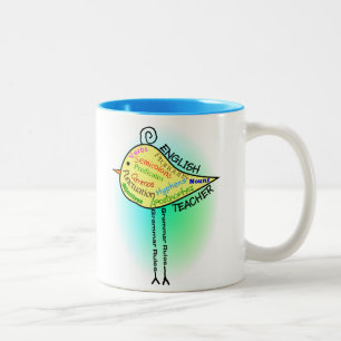 English Teacher "Grammar Bird" Gifts Two-Tone Coffee Mug