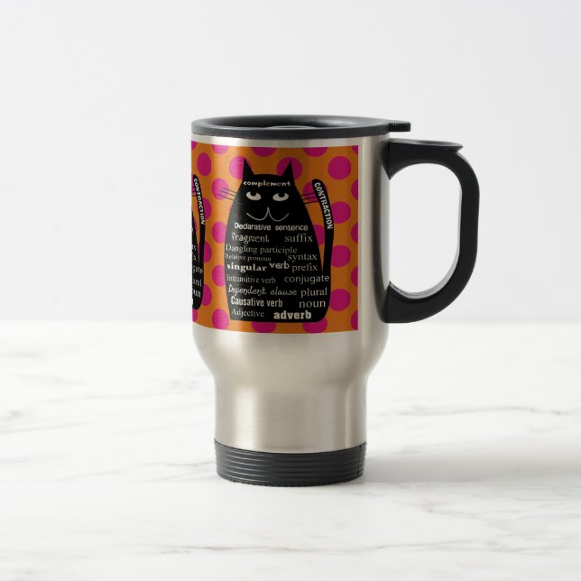 English Teacher Grammar Cat Travel Mug (Right)