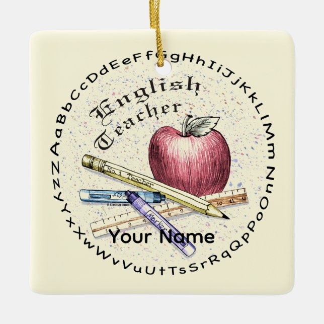 English Teacher Ornament (Front)