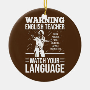 English Teacher Outfit English Grammar Chequered Ceramic Ornament