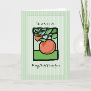 English Teacher Thank You, Apple Thank You Card