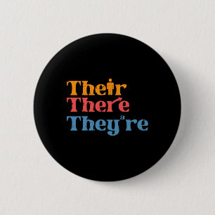 English Teacher Their There Theyre Funny Grammar M 6 Cm Round Badge