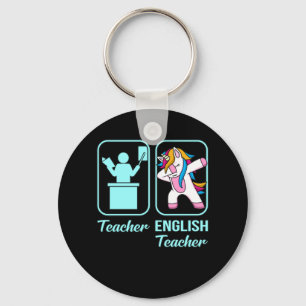 English Teacher Unicorn Language Grammar Student Key Ring