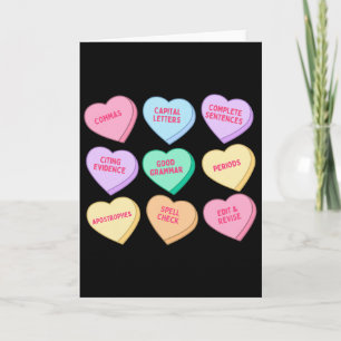 English Teacher Valentines Candy Heart English Gra Card