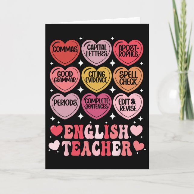 English Teacher Valentine's Day Grammar Ela Teache Card (Front)
