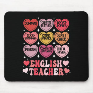 English Teacher Valentine's Day Grammar Ela Teache Mouse Pad