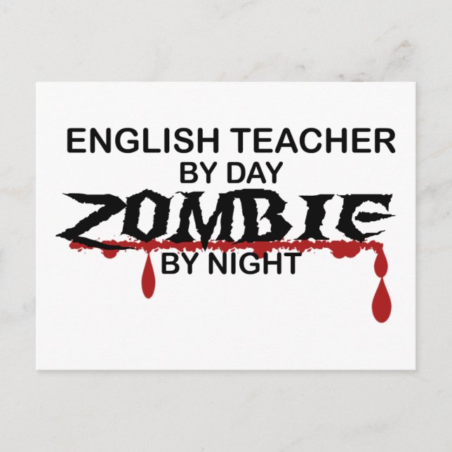 English Teacher Zombie Postcard (Front)