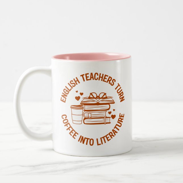 English Teachers Coffee Lovers Funny Quote Two-Tone Coffee Mug (Left)