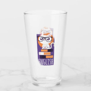 ENGLISH TEACHERS Gift - Cute Kawaii Cat Purple Glass