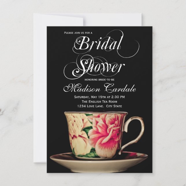 English Teacup Bridal Shower Invitations (Front)