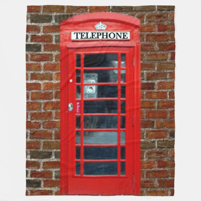 ENGLISH TELEPHONE BOOTH Fleece Blanket (Front)
