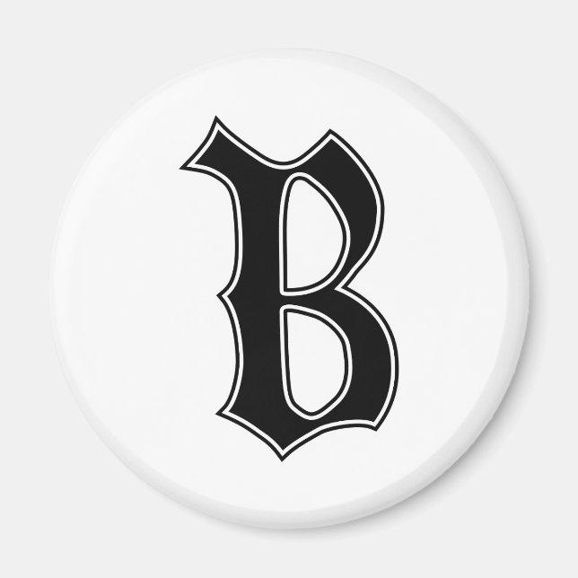 English text Gothic Monogram letter B Magnet (Front)