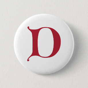 English text Gothic Monogram letter D 6 Cm Round Badge