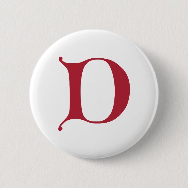 English text Gothic Monogram letter D 6 Cm Round Badge (Front)