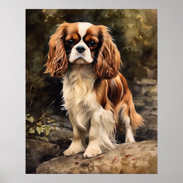 English Toy Spaniel Dog Art Print Poster (Front)