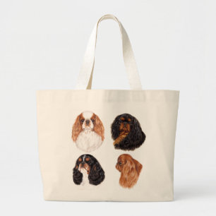 English Toy spaniel ( king charles) all 4 colors Large Tote Bag