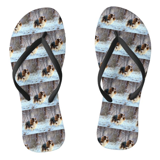 English Toy Spaniel Let It Snow Christmas  Thongs (Footbed)