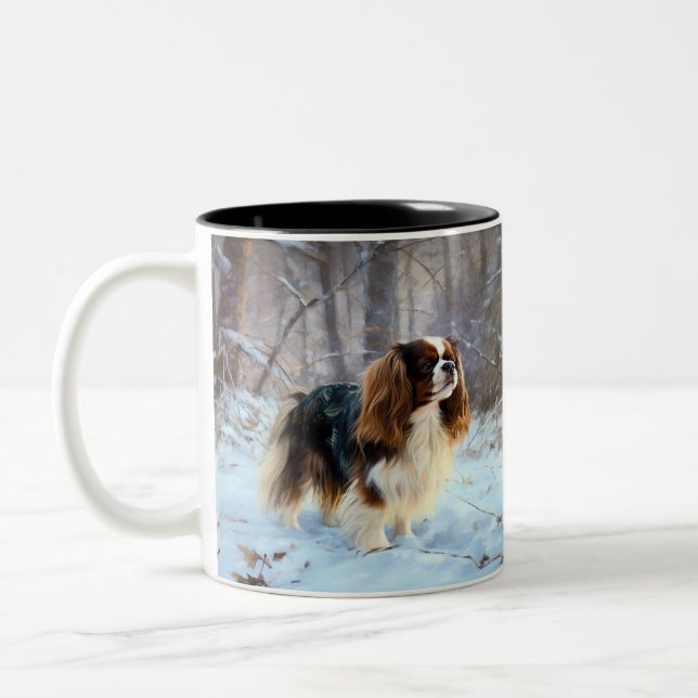 English Toy Spaniel Let It Snow Christmas  Two-Tone Coffee Mug (Left)