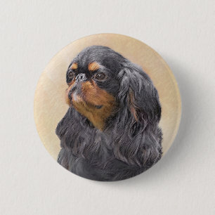 English Toy Spaniel Painting Original Animal Art 6 Cm Round Badge