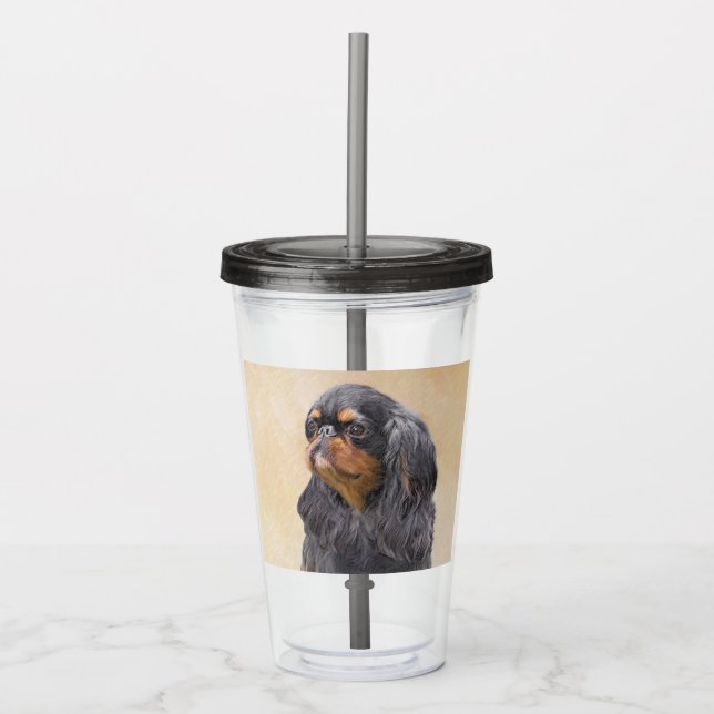 English Toy Spaniel Painting Original Animal Art Acrylic Tumbler (Front)